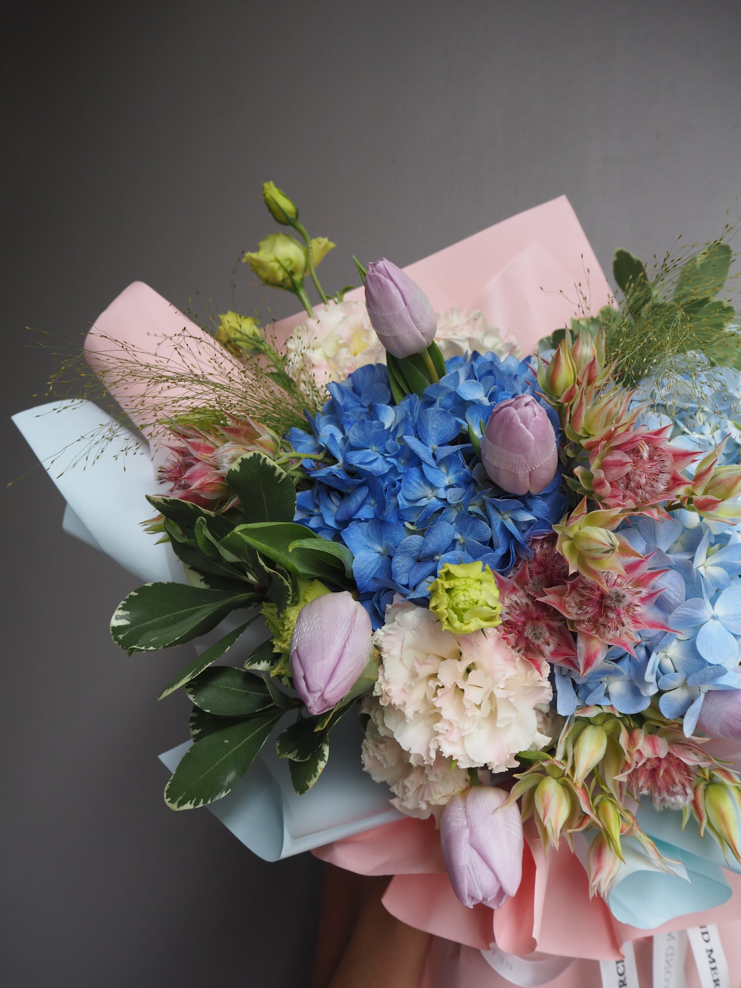 Colourful hydrangea fresh flower bouquet from Beyond Merci florist